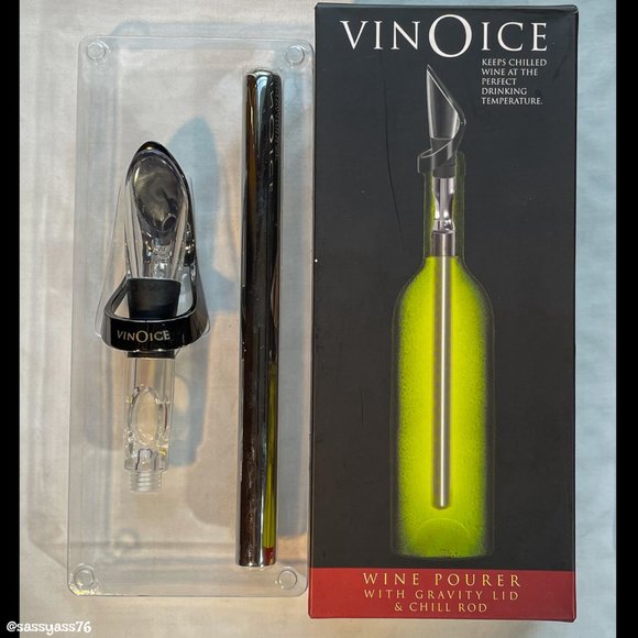 ▪️NWT▪️VINOICE▪️Wine Pourer with Gravity Lid & Chill Rod AND Extra Cooling Rod - Picture 2 of 5
